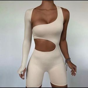 Nude cut out jumpsuit